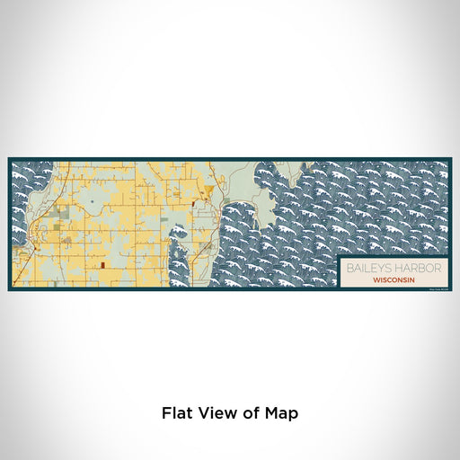 Flat View of Map Custom Baileys Harbor Wisconsin Map Enamel Mug in Woodblock