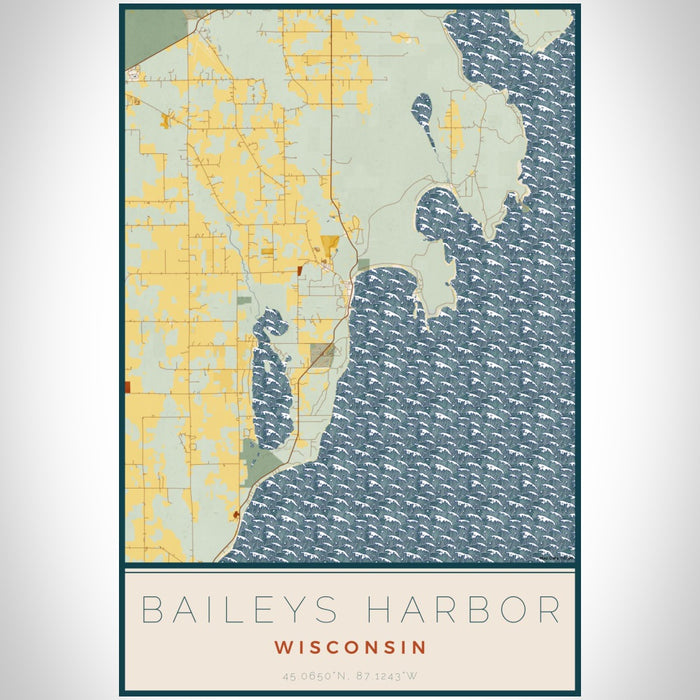 Baileys Harbor - Wisconsin Map Print in Woodblock