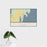 16x24 Baileys Harbor Wisconsin Map Print Landscape Orientation in Woodblock Style With Tropical Plant Leaves in Water