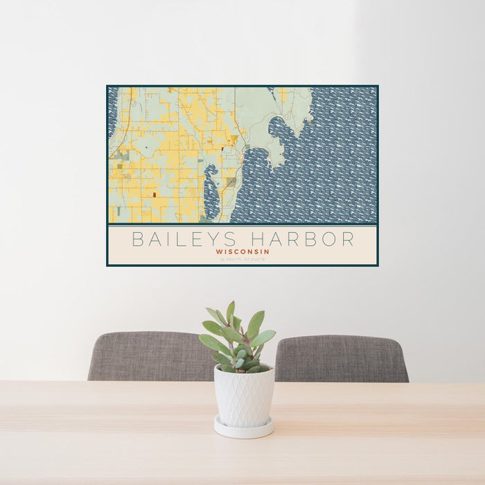Baileys Harbor - Wisconsin Map Print in Woodblock