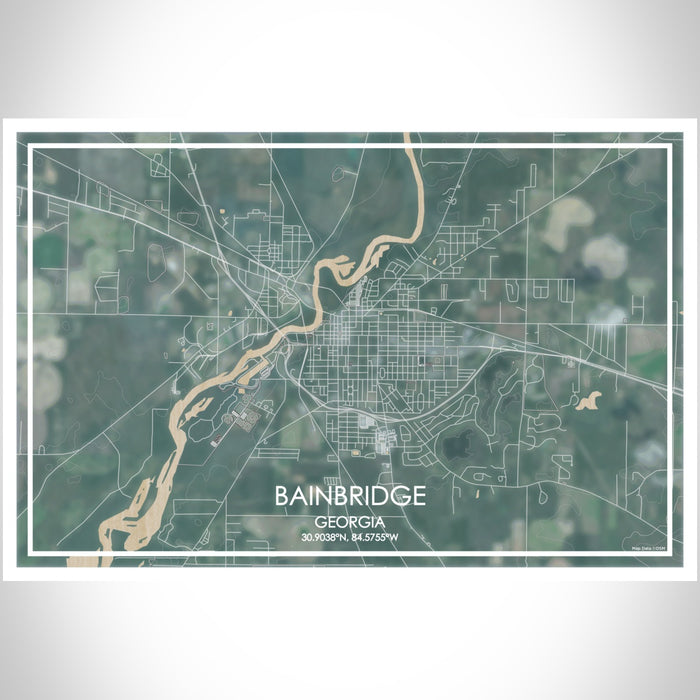 Bainbridge Georgia Map Print Landscape Orientation in Afternoon Style With Shaded Background