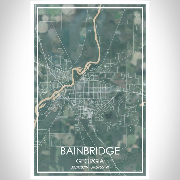 Bainbridge Georgia Map Print Portrait Orientation in Afternoon Style With Shaded Background