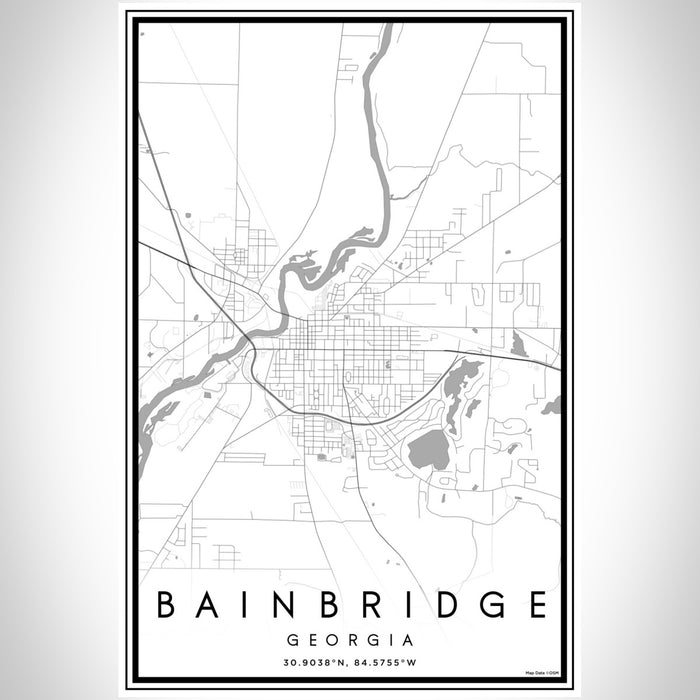 Bainbridge Georgia Map Print Portrait Orientation in Classic Style With Shaded Background