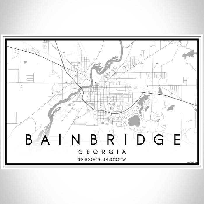Bainbridge Georgia Map Print Landscape Orientation in Classic Style With Shaded Background