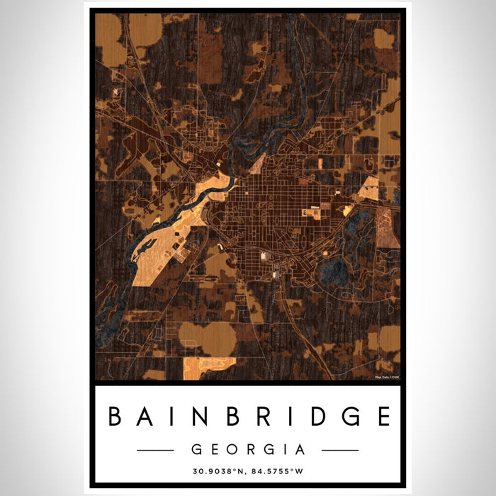 Bainbridge Georgia Map Print Portrait Orientation in Ember Style With Shaded Background