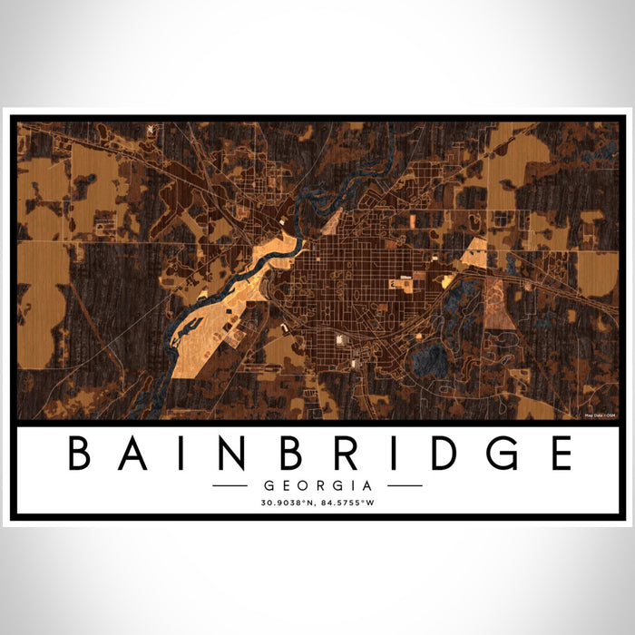 Bainbridge Georgia Map Print Landscape Orientation in Ember Style With Shaded Background