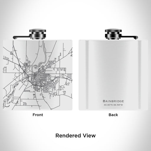 Rendered View of Bainbridge Georgia Map Engraving on 6oz Stainless Steel Flask in White