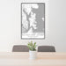 24x36 Bainbridge Island Washington Map Print Portrait Orientation in Classic Style Behind 2 Chairs Table and Potted Plant