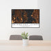 24x36 Bainbridge Island Washington Map Print Lanscape Orientation in Ember Style Behind 2 Chairs Table and Potted Plant