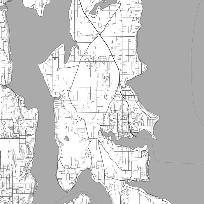Bainbridge Island Washington Map Print in Classic Style Zoomed In Close Up Showing Details