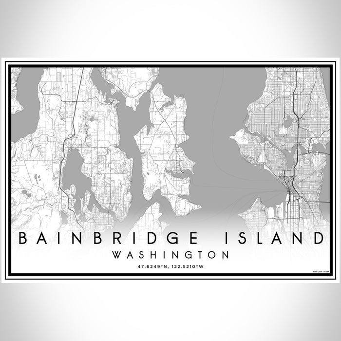 Bainbridge Island Washington Map Print Landscape Orientation in Classic Style With Shaded Background