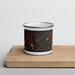 Front View Custom Bainbridge Island Washington Map Enamel Mug in Ember on Cutting Board