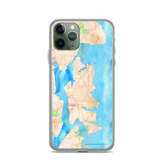 Custom iPhone 11 Pro Bainbridge Island Washington Map Phone Case in Watercolor