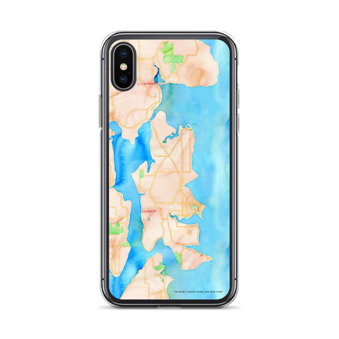 Custom iPhone X/XS Bainbridge Island Washington Map Phone Case in Watercolor