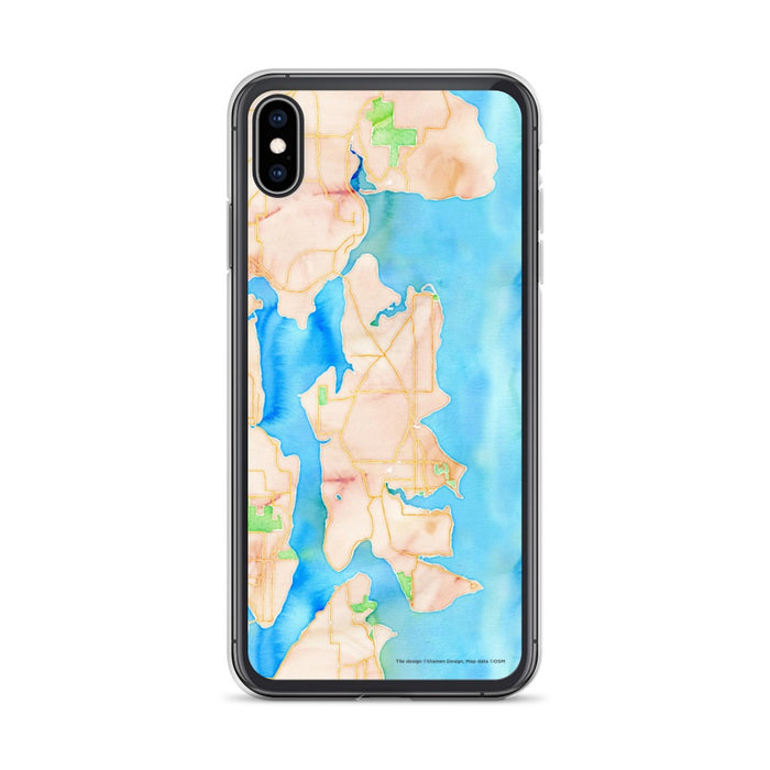 Custom iPhone XS Max Bainbridge Island Washington Map Phone Case in Watercolor