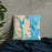 Custom Bainbridge Island Washington Map Throw Pillow in Watercolor on Bedding Against Wall