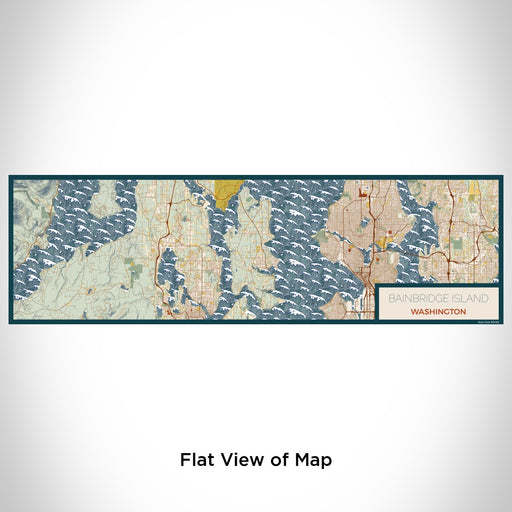 Flat View of Map Custom Bainbridge Island Washington Map Enamel Mug in Woodblock
