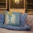 Custom Bainbridge Island Washington Map Throw Pillow in Woodblock on Cream Colored Couch