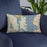 Custom Bainbridge Island Washington Map Throw Pillow in Woodblock on Blue Colored Chair