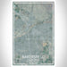 Bakersfield California Map Print Portrait Orientation in Afternoon Style With Shaded Background