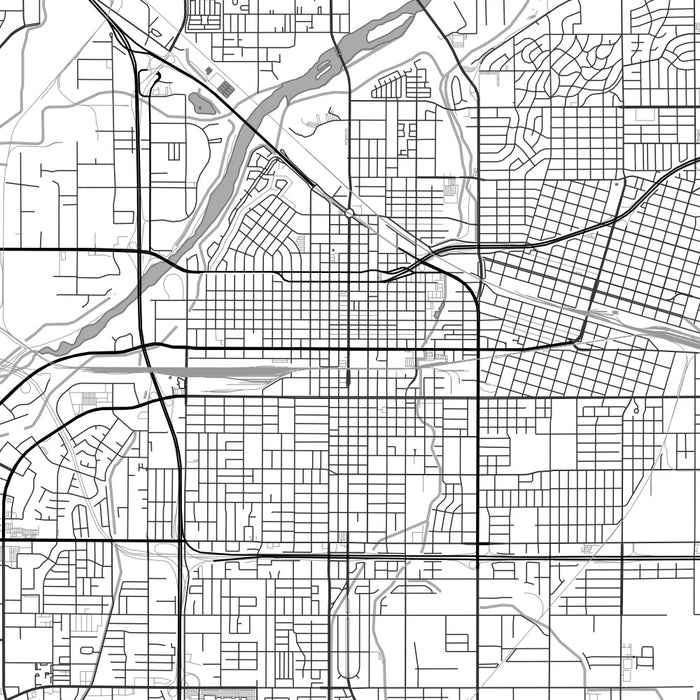 Bakersfield California Map Print in Classic Style Zoomed In Close Up Showing Details