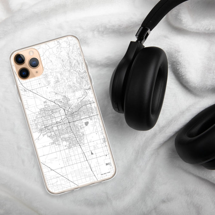 Custom Bakersfield California Map Phone Case in Classic on Table with Black Headphones
