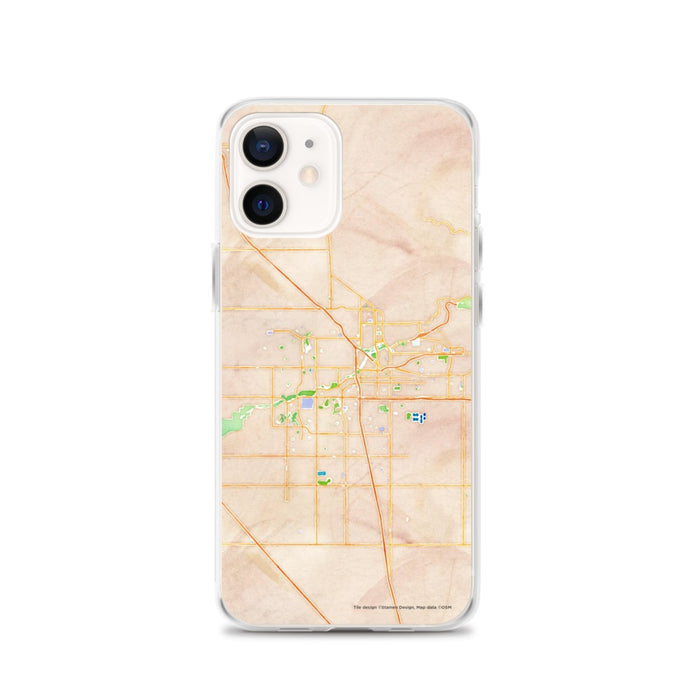 Custom Bakersfield California Map iPhone 12 Phone Case in Watercolor