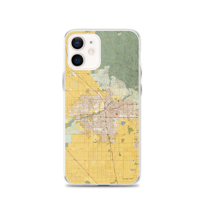 Custom Bakersfield California Map iPhone 12 Phone Case in Woodblock