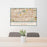 24x36 Baldwin Park California Map Print Lanscape Orientation in Woodblock Style Behind 2 Chairs Table and Potted Plant
