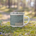 Right View Custom Baldwin Park California Map Enamel Mug in Afternoon on Grass With Trees in Background