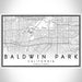Baldwin Park California Map Print Landscape Orientation in Classic Style With Shaded Background