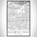 Baldwin Park California Map Print Portrait Orientation in Classic Style With Shaded Background