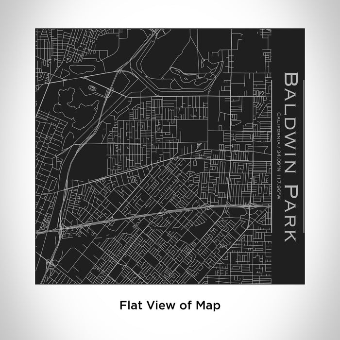 Rendered View of Baldwin Park California Map Engraving on 17oz Stainless Steel Insulated Tumbler in Black