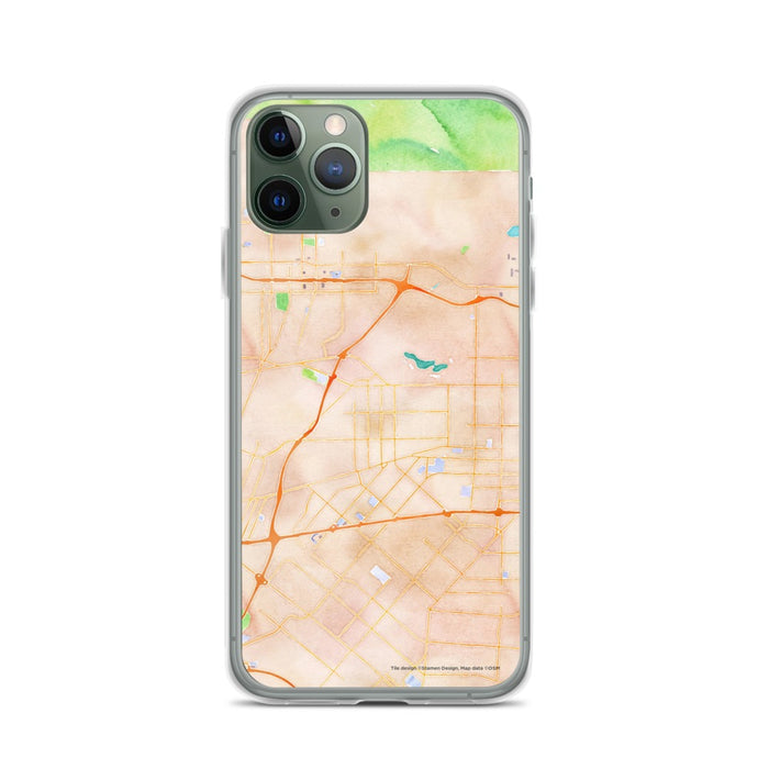 Custom iPhone 11 Pro Baldwin Park California Map Phone Case in Watercolor
