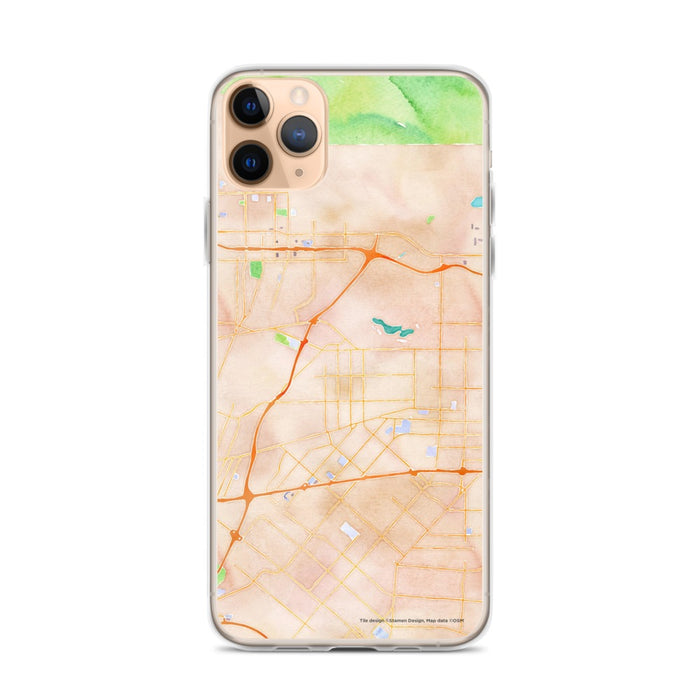 Custom iPhone 11 Pro Max Baldwin Park California Map Phone Case in Watercolor