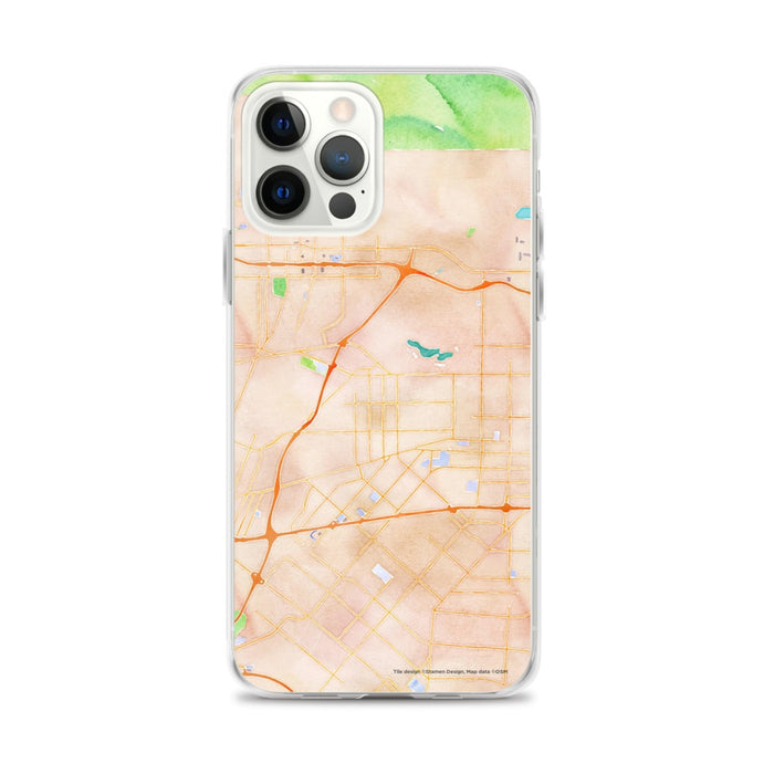 Custom iPhone 12 Pro Max Baldwin Park California Map Phone Case in Watercolor