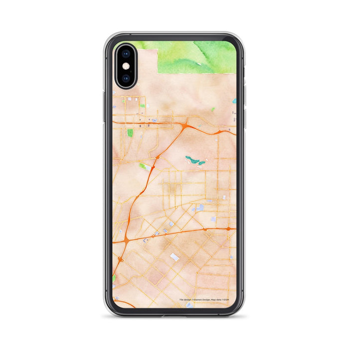 Custom iPhone XS Max Baldwin Park California Map Phone Case in Watercolor