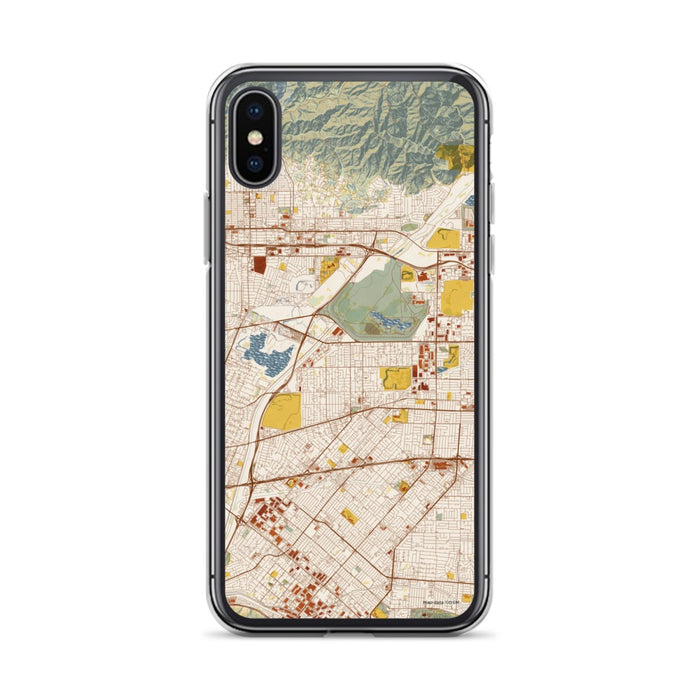 Custom iPhone X/XS Baldwin Park California Map Phone Case in Woodblock