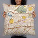 Person holding 22x22 Custom Baldwin Park California Map Throw Pillow in Woodblock