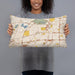 Person holding 20x12 Custom Baldwin Park California Map Throw Pillow in Woodblock