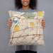 Person holding 18x18 Custom Baldwin Park California Map Throw Pillow in Woodblock