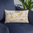 Custom Baldwin Park California Map Throw Pillow in Woodblock on Blue Colored Chair
