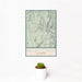 12x18 Baldy Cinco Colorado Map Print Portrait Orientation in Woodblock Style With Small Cactus Plant in White Planter