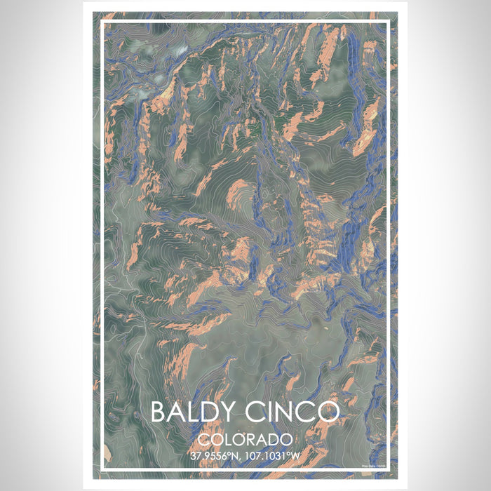 Baldy Cinco Colorado Map Print Portrait Orientation in Afternoon Style With Shaded Background