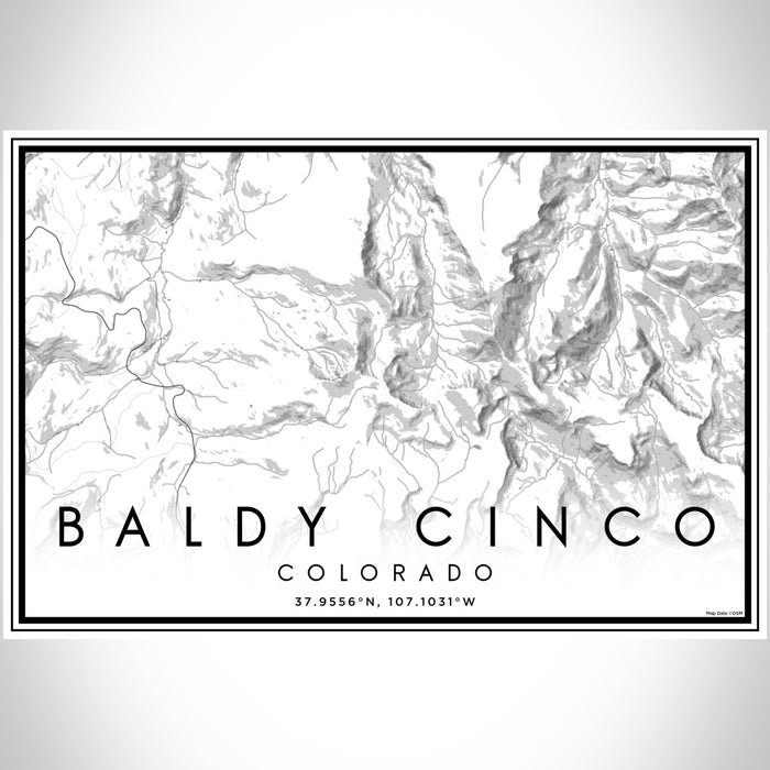 Baldy Cinco Colorado Map Print Landscape Orientation in Classic Style With Shaded Background