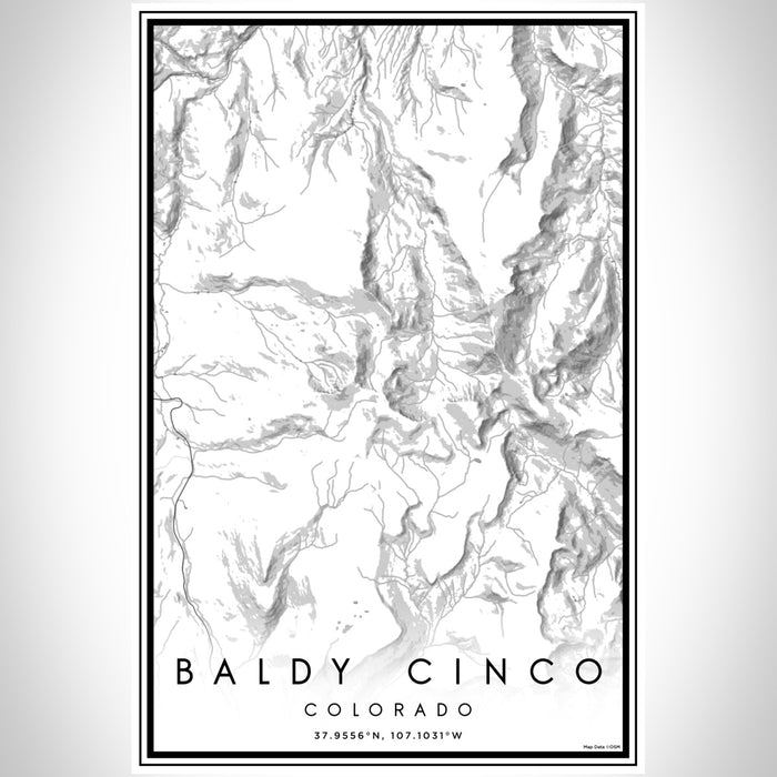 Baldy Cinco Colorado Map Print Portrait Orientation in Classic Style With Shaded Background