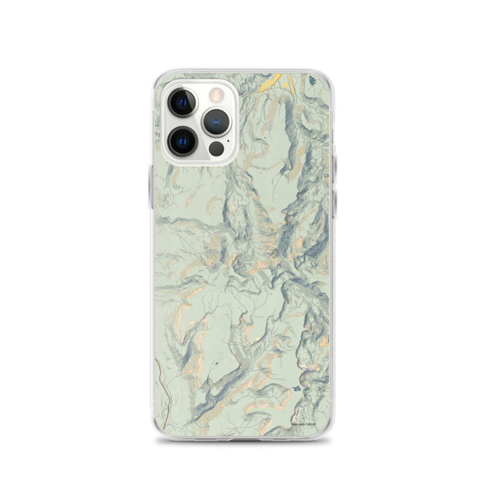 Custom iPhone 12 Pro Baldy Cinco Colorado Map Phone Case in Woodblock