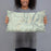 Person holding 20x12 Custom Baldy Cinco Colorado Map Throw Pillow in Woodblock