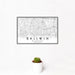 12x18 Ballwin Missouri Map Print Landscape Orientation in Classic Style With Small Cactus Plant in White Planter