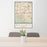 24x36 Ballwin Missouri Map Print Portrait Orientation in Woodblock Style Behind 2 Chairs Table and Potted Plant